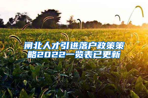 闸北人才引进落户政策策略2022一览表已更新