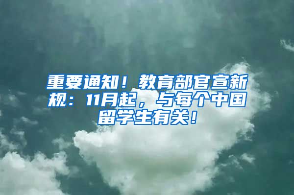 重要通知！教育部官宣新规：11月起，与每个中国留学生有关！