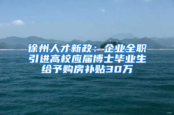 徐州人才新政：企业全职引进高校应届博士毕业生给予购房补贴30万