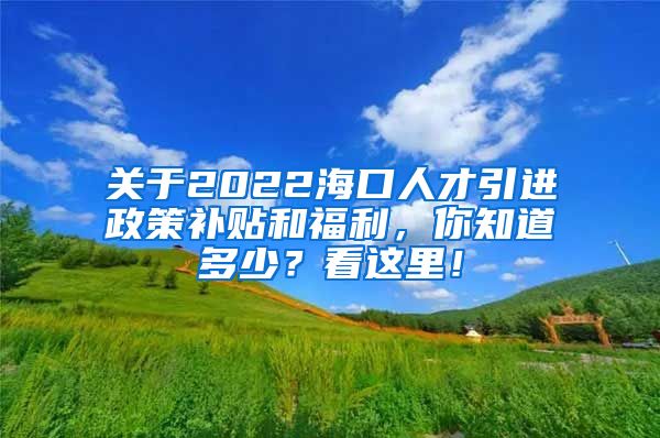 关于2022海口人才引进政策补贴和福利，你知道多少？看这里！