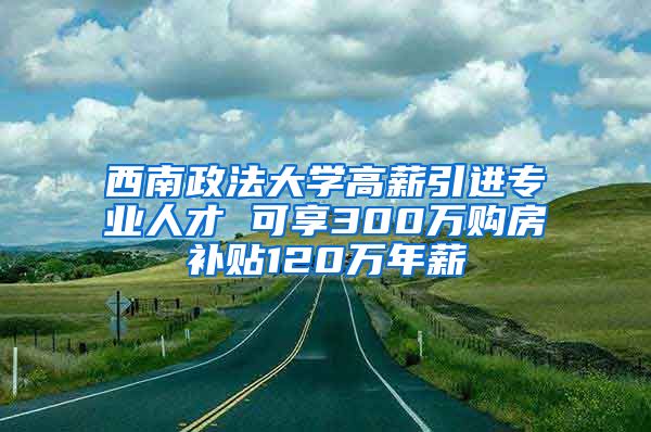 西南政法大学高薪引进专业人才 可享300万购房补贴120万年薪