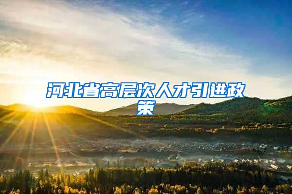 河北省高层次人才引进政策