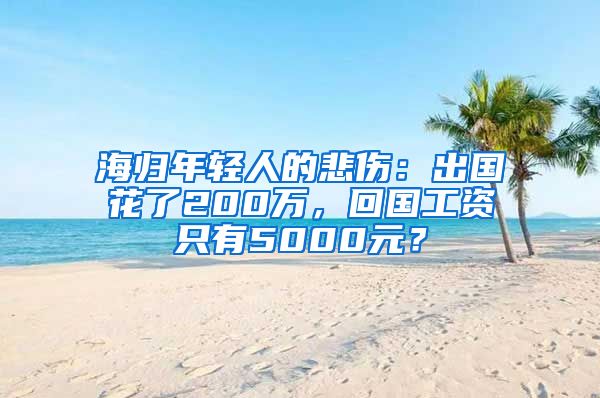 海归年轻人的悲伤：出国花了200万，回国工资只有5000元？