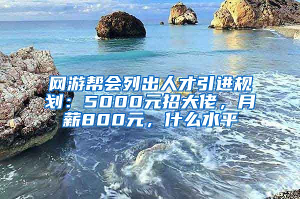 网游帮会列出人才引进规划：5000元招大佬，月薪800元，什么水平