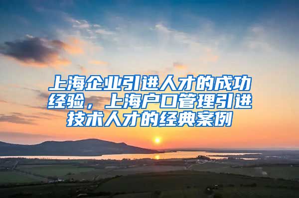 上海企业引进人才的成功经验，上海户口管理引进技术人才的经典案例