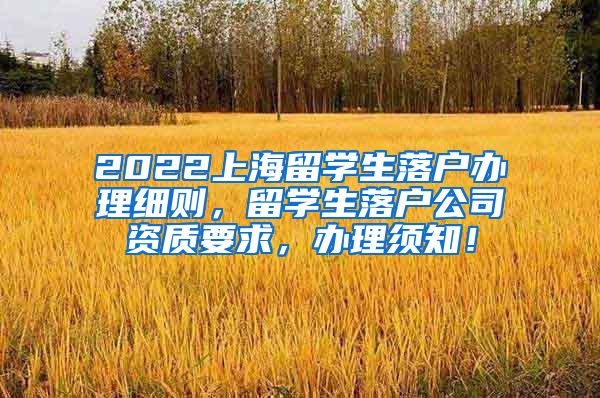 2022上海留学生落户办理细则，留学生落户公司资质要求，办理须知！