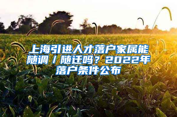 上海引进人才落户家属能随调／随迁吗？2022年落户条件公布