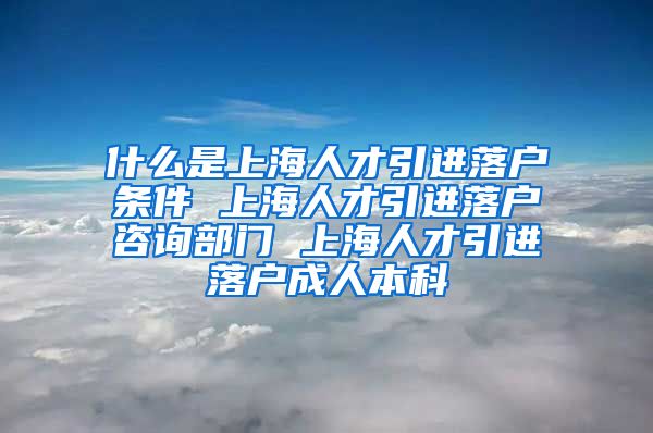 什么是上海人才引进落户条件 上海人才引进落户咨询部门 上海人才引进落户成人本科