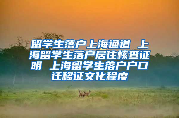 留学生落户上海通道 上海留学生落户居住核查证明 上海留学生落户户口迁移证文化程度