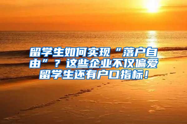 留学生如何实现“落户自由”？这些企业不仅偏爱留学生还有户口指标！