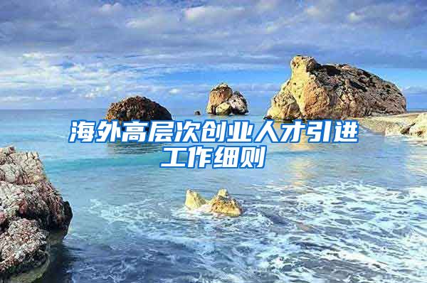 海外高层次创业人才引进工作细则