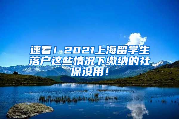 速看！2021上海留学生落户这些情况下缴纳的社保没用！