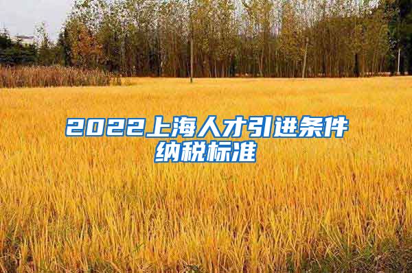 2022上海人才引进条件纳税标准