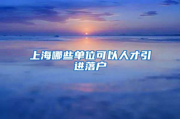 上海哪些单位可以人才引进落户