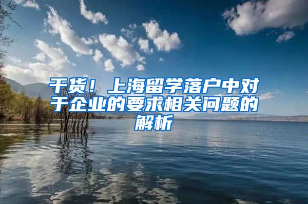 干货！上海留学落户中对于企业的要求相关问题的解析