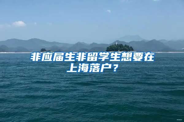 非应届生非留学生想要在上海落户？