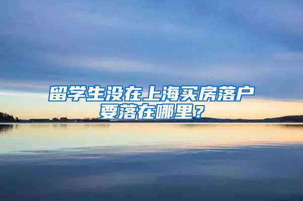 留学生没在上海买房落户要落在哪里？