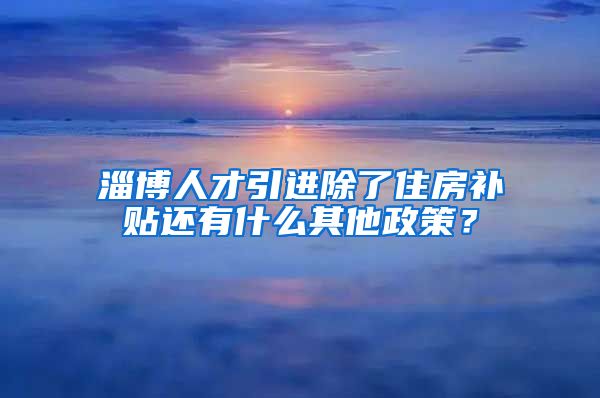 淄博人才引进除了住房补贴还有什么其他政策？