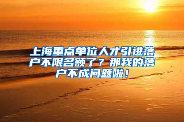 上海重点单位人才引进落户不限名额了？那我的落户不成问题啦！