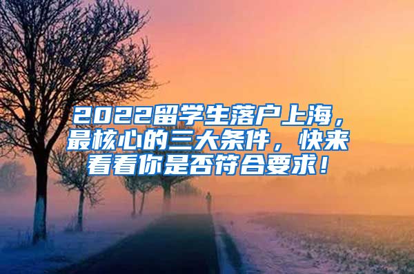 2022留学生落户上海，最核心的三大条件，快来看看你是否符合要求！