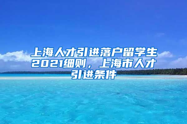 上海人才引进落户留学生2021细则，上海市人才引进条件