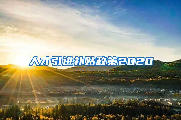 人才引进补贴政策2020