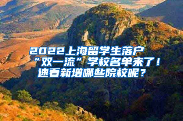 2022上海留学生落户“双一流”学校名单来了！速看新增哪些院校呢？