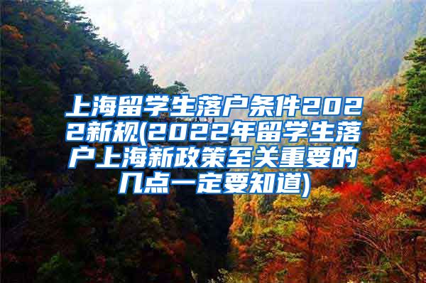 上海留学生落户条件2022新规(2022年留学生落户上海新政策至关重要的几点一定要知道)