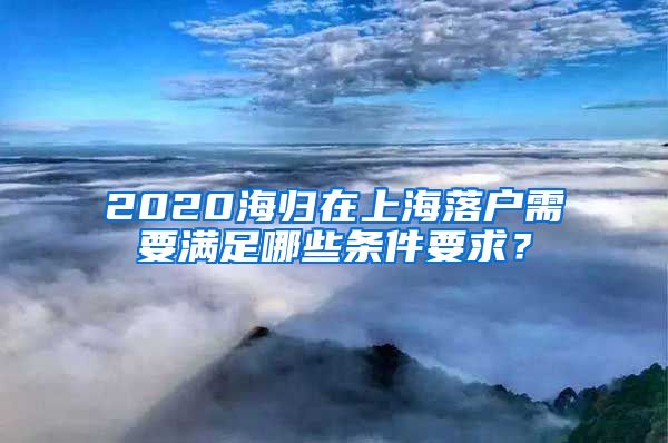 2020海归在上海落户需要满足哪些条件要求？