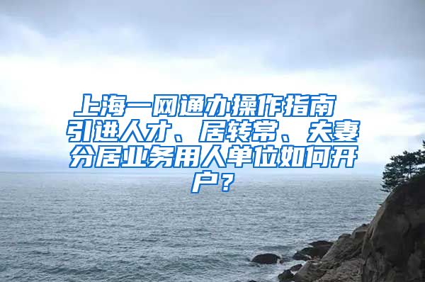 上海一网通办操作指南 引进人才、居转常、夫妻分居业务用人单位如何开户？