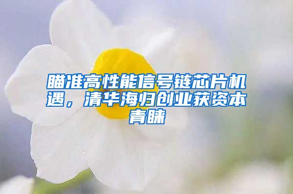 瞄准高性能信号链芯片机遇，清华海归创业获资本青睐