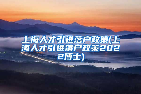 上海人才引进落户政策(上海人才引进落户政策2022博士)