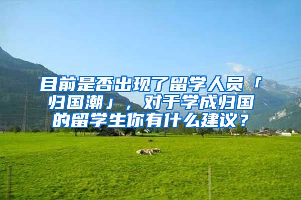 目前是否出现了留学人员「归国潮」，对于学成归国的留学生你有什么建议？