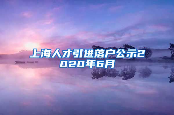 上海人才引进落户公示2020年6月