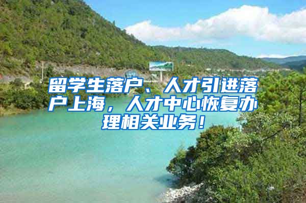 留学生落户、人才引进落户上海，人才中心恢复办理相关业务！