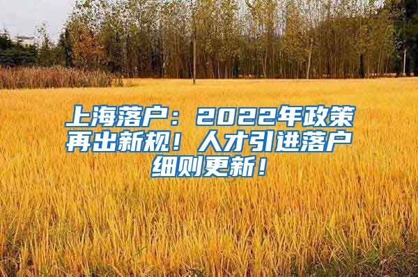 上海落户：2022年政策再出新规！人才引进落户细则更新！