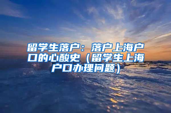 留学生落户：落户上海户口的心酸史（留学生上海户口办理问题）