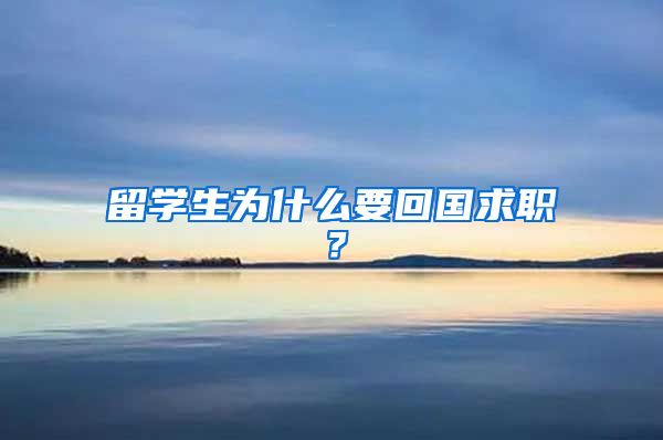 留学生为什么要回国求职？