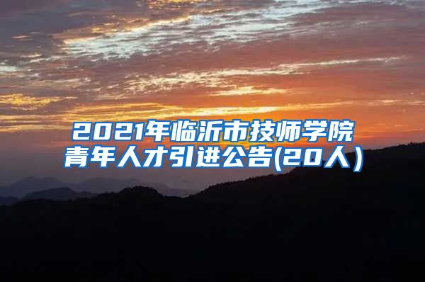 2021年临沂市技师学院青年人才引进公告(20人）