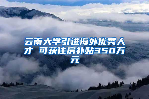 云南大学引进海外优秀人才 可获住房补贴350万元