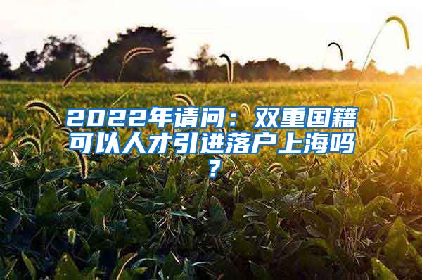 2022年请问：双重国籍可以人才引进落户上海吗？