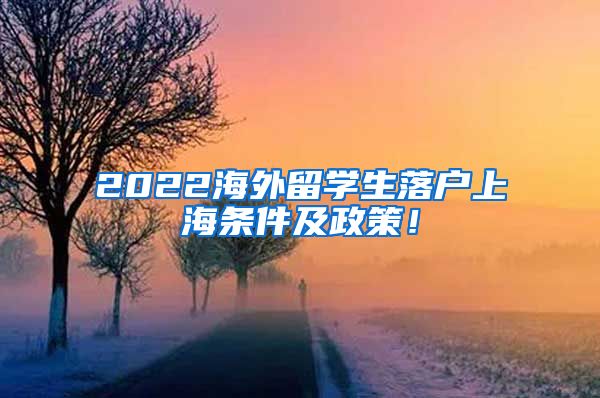 2022海外留学生落户上海条件及政策！