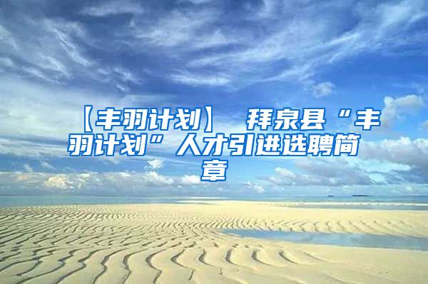 【丰羽计划】 拜泉县“丰羽计划”人才引进选聘简章