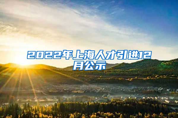 2022年上海人才引进12月公示