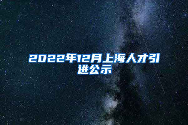 2022年12月上海人才引进公示