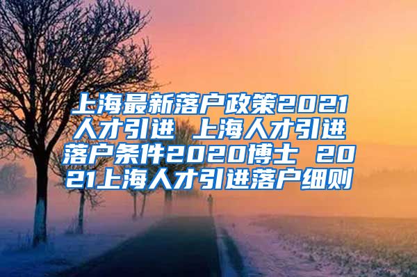 上海最新落户政策2021人才引进 上海人才引进落户条件2020博士 2021上海人才引进落户细则