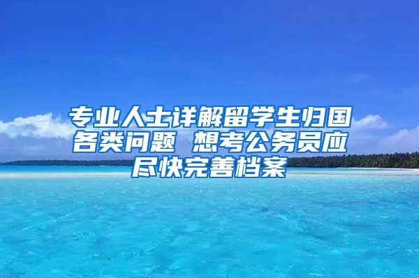 专业人士详解留学生归国各类问题 想考公务员应尽快完善档案