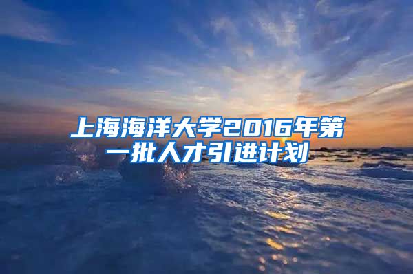 上海海洋大学2016年第一批人才引进计划