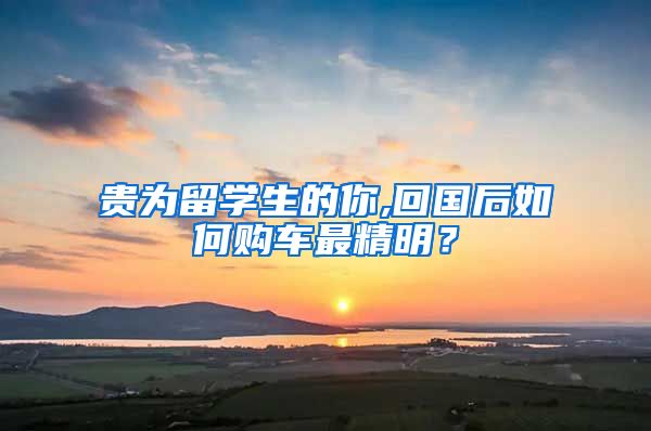 贵为留学生的你,回国后如何购车最精明？