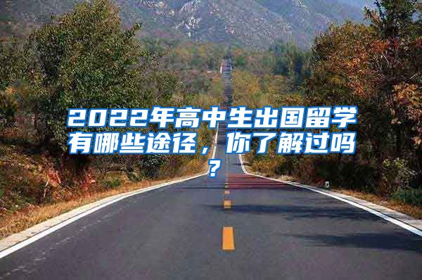 2022年高中生出国留学有哪些途径，你了解过吗？